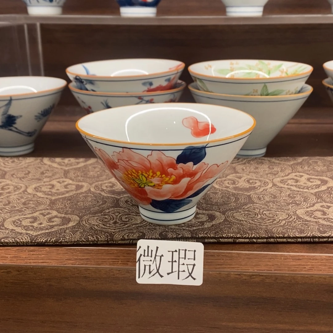 釉下手绘茶具微瑕手工绘制