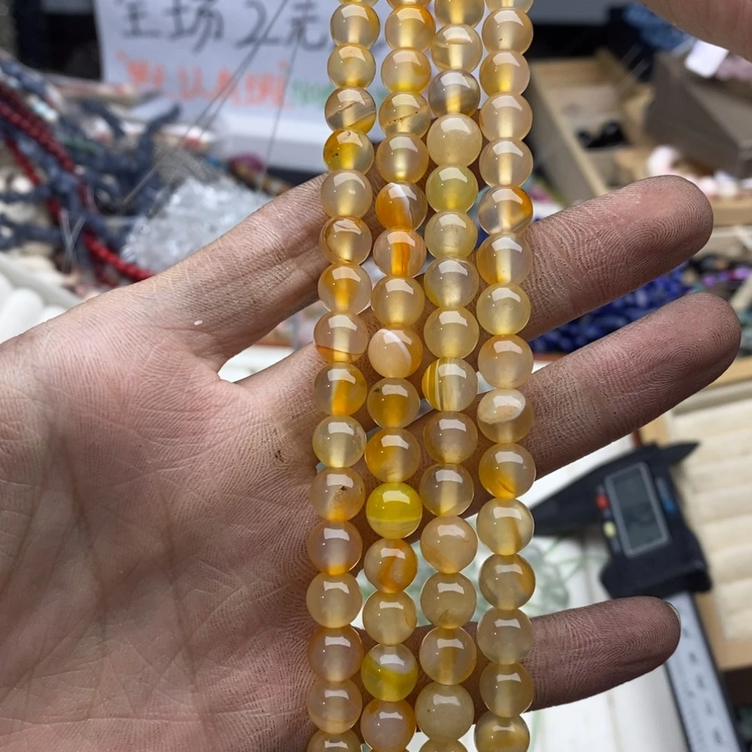 玛瑙/玉髓未镶嵌珠宝半成品一條8mm瑪瑙L778