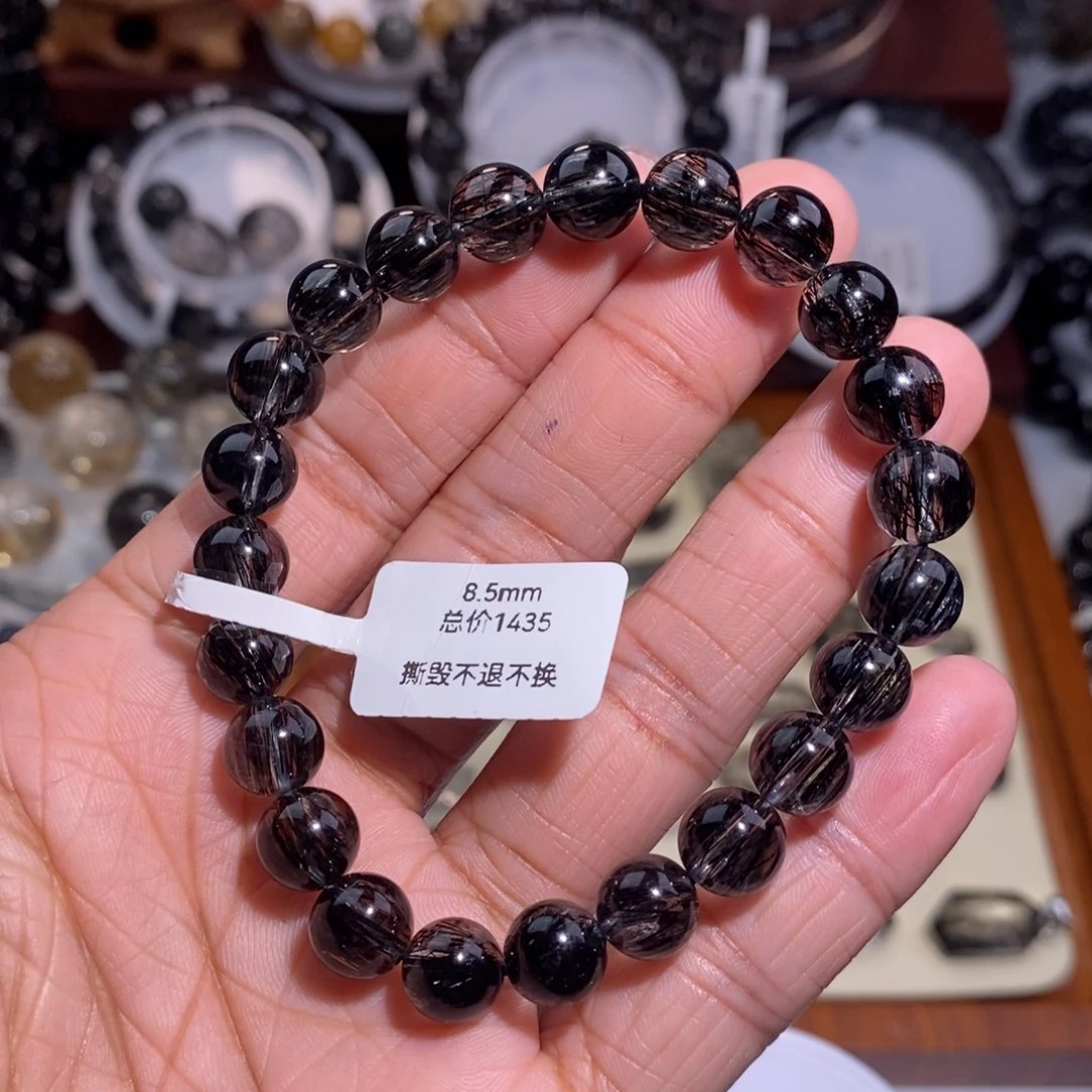水晶手链未镶嵌黑发晶满发顺发全透体毕业级 8.5mm