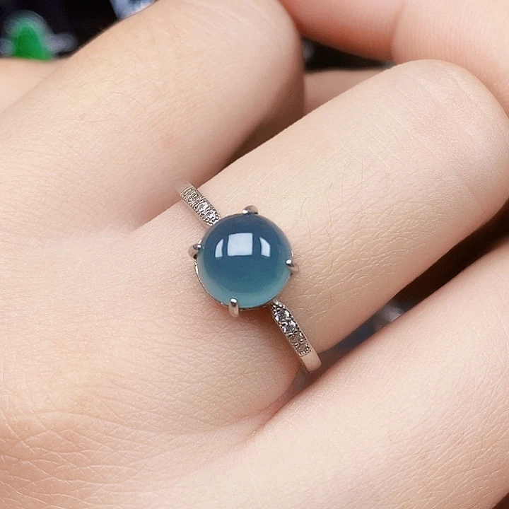 翡翠戒指银S925镶嵌戒指