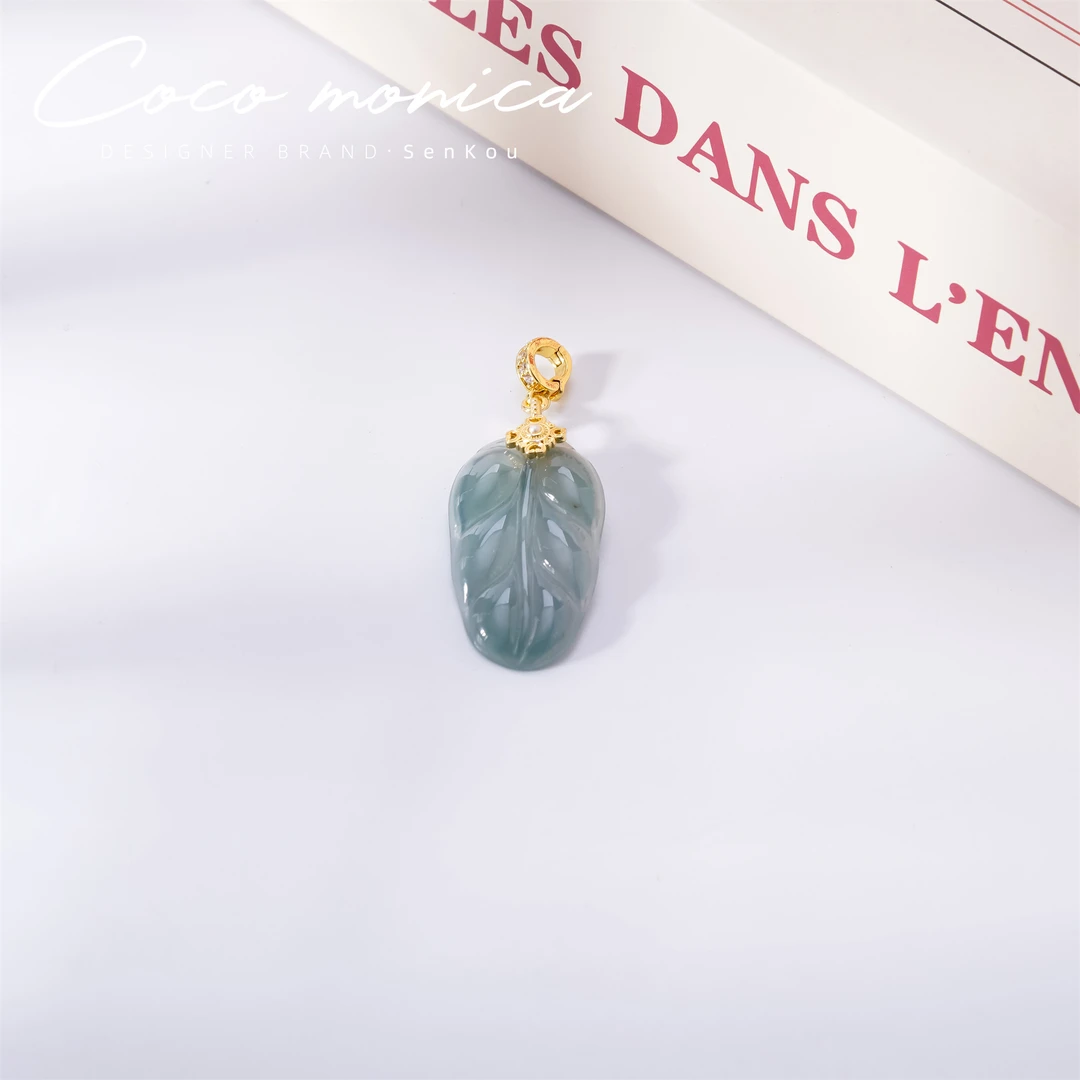 【小霞珠宝】高冰翡翠 吊坠叶子气质轻奢时尚百搭复古古风AE660