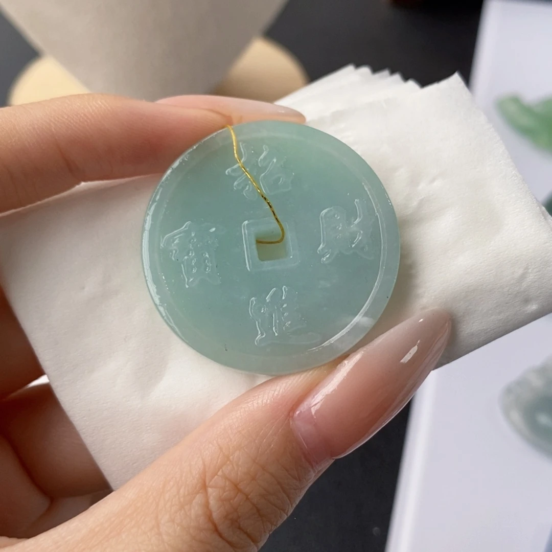 未镶嵌定制翡翠铜钱扣