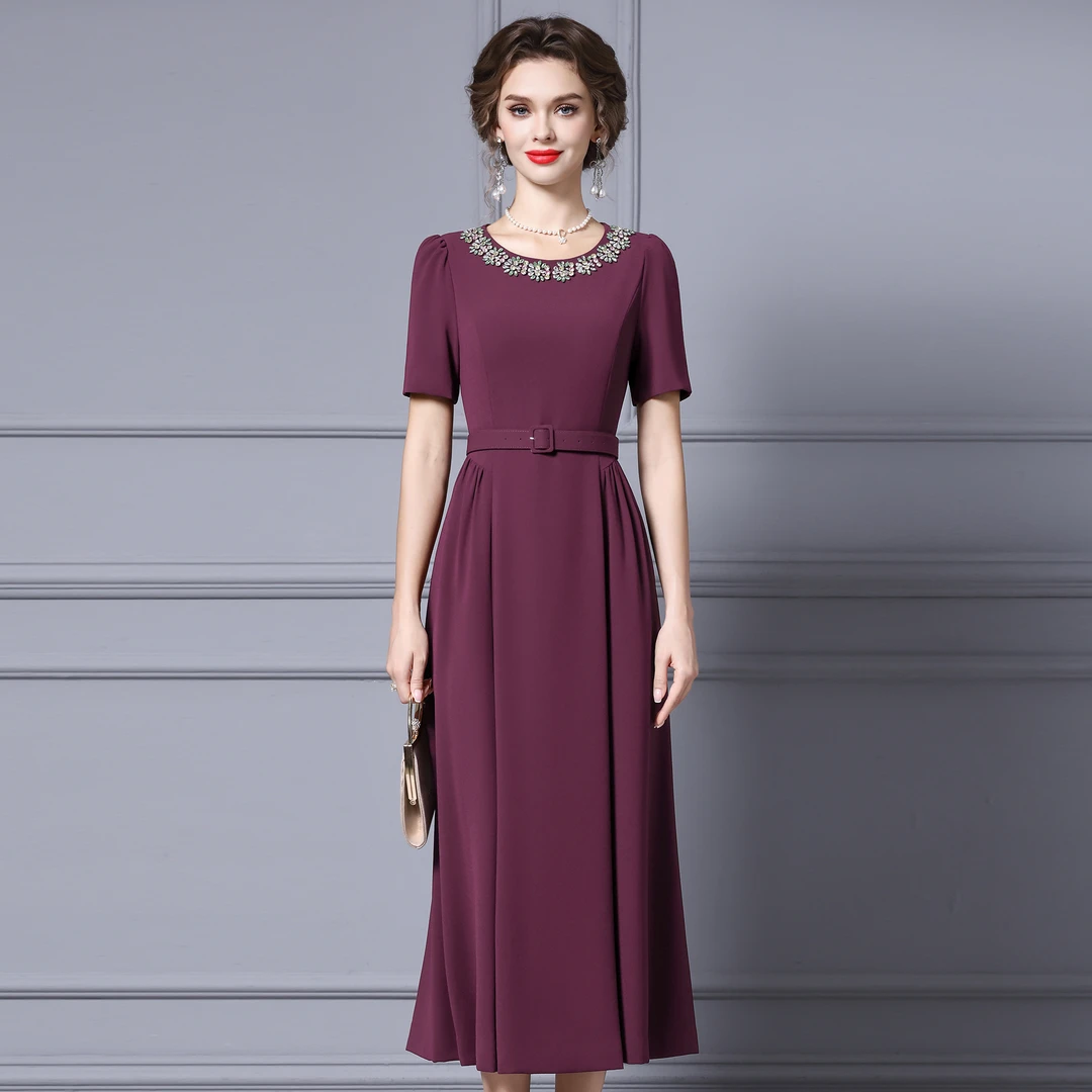 枝荔宴会连衣裙夏女2025新款设计师精致正式场合掐腰显瘦长款裙子