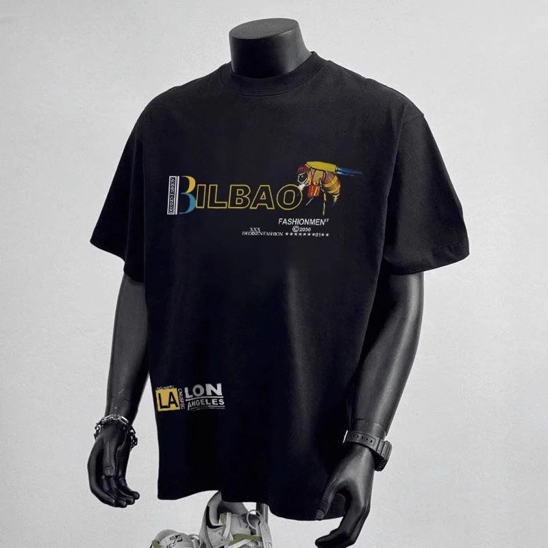 海外订单尾货~剪标撤回外贸潮牌个性印花重磅纯棉短袖T恤男女上衣