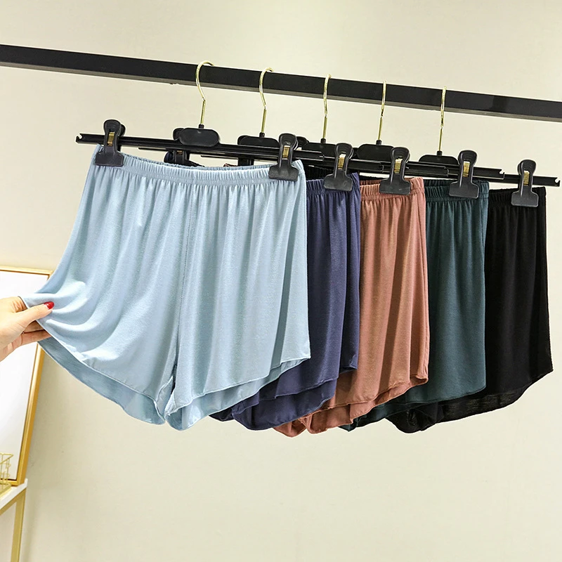 夏季新品莫代尔宽松休闲短裤女大码薄款家居阔腿裤高腰睡裤