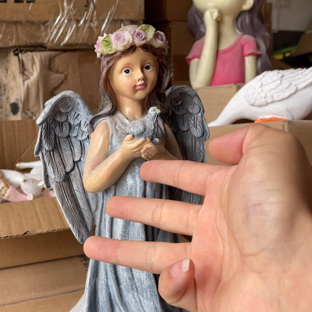 【闪购商品】树脂灰色和平鸽天使