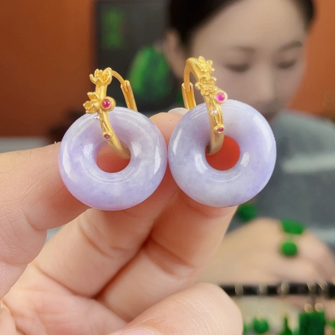 翡翠银S925镶嵌耳饰