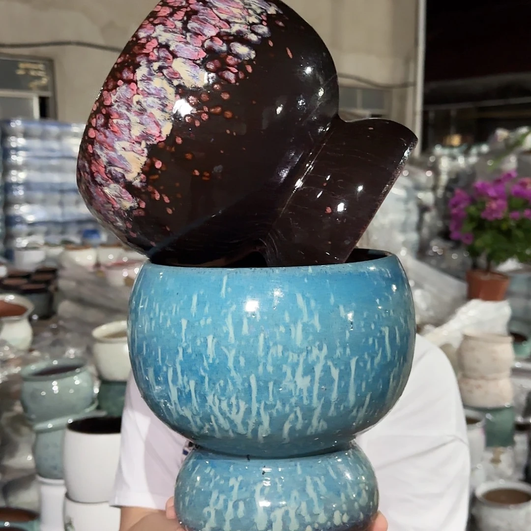 紫砂花盆高19口18