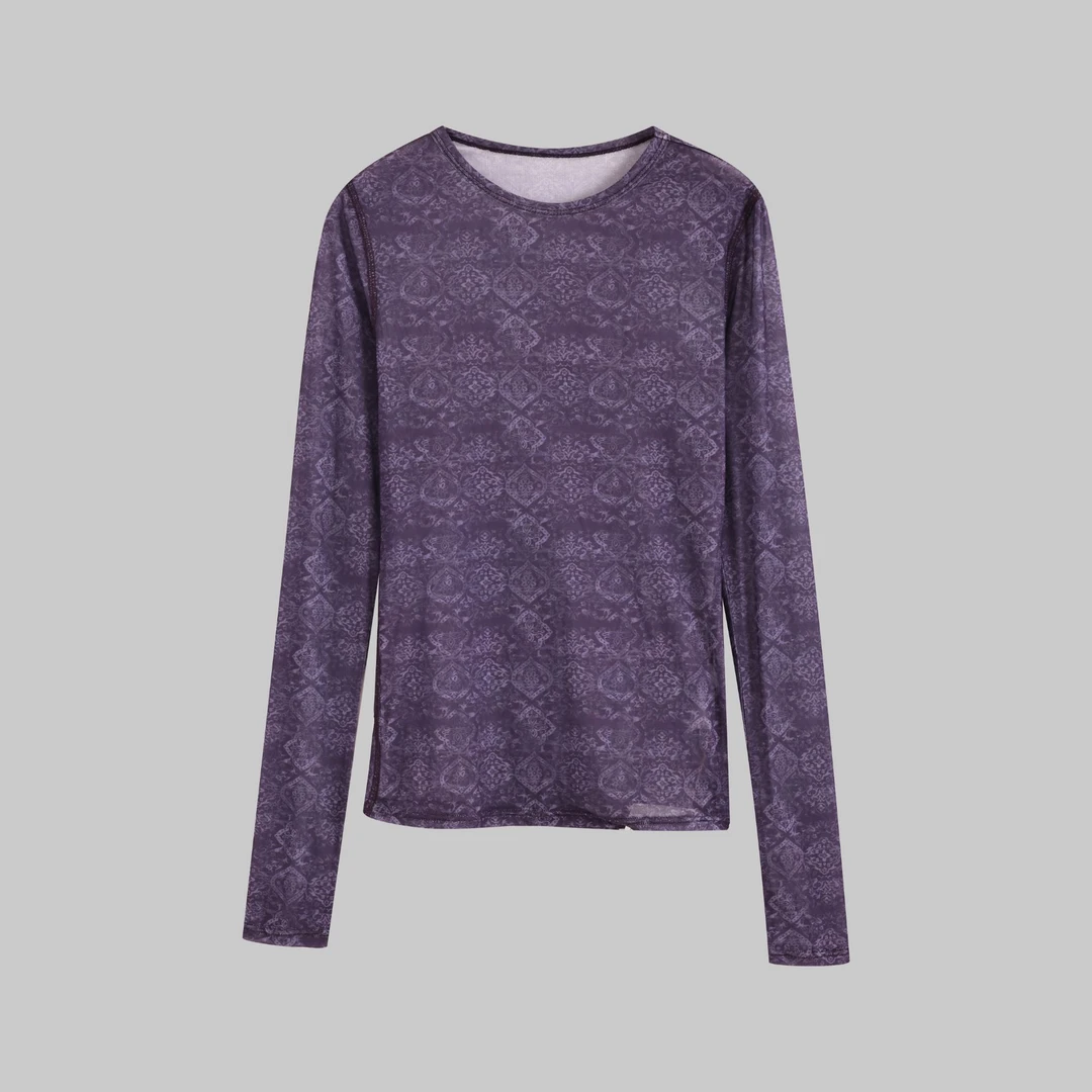 10077【RP订单】打底衫女士常规薄款长袖圆领印花裸感修身T恤