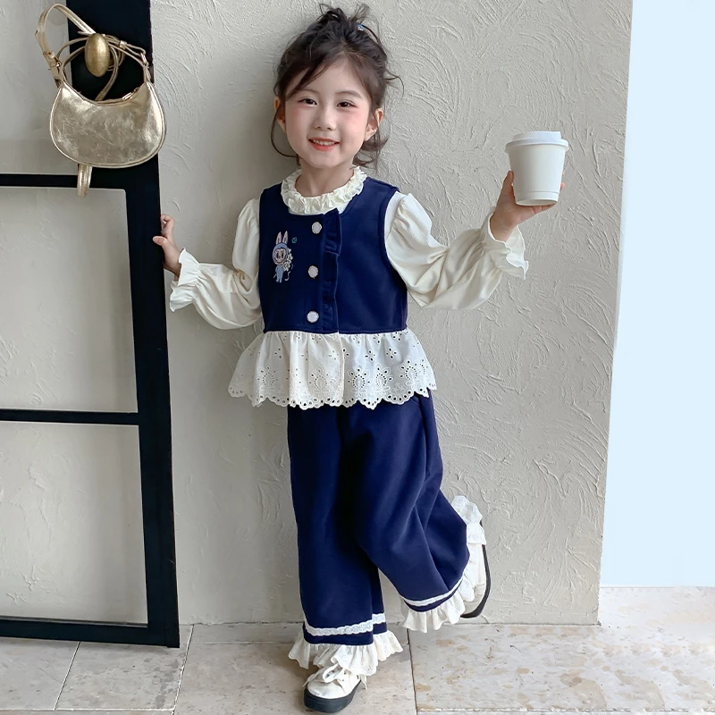 拉布布女童套装2025春秋新款儿童秋装小香风三件套小女孩早秋穿搭