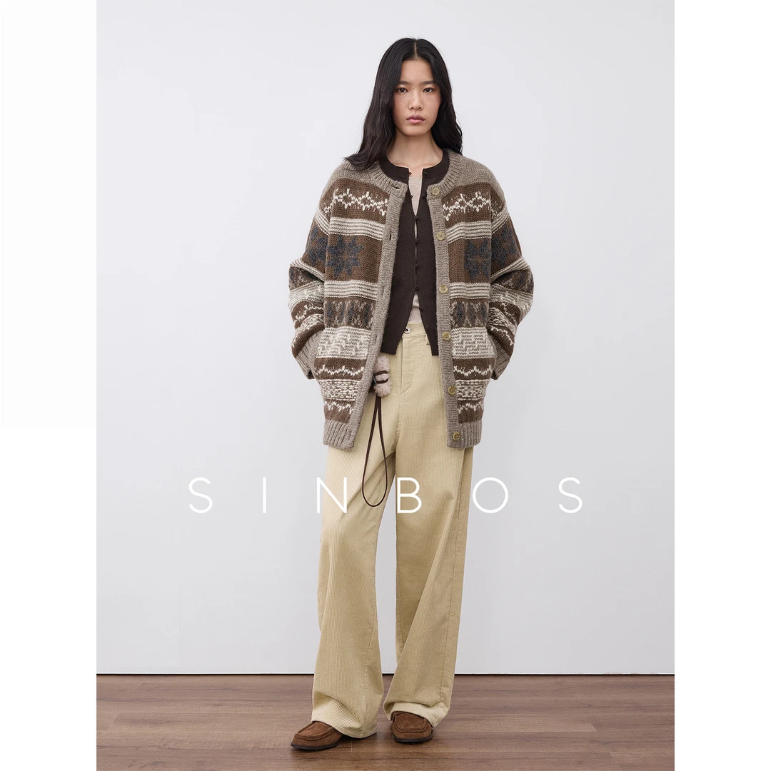 SINBOS暖调随行 松弛感复古灯芯绒纯棉直筒休闲裤女ZB