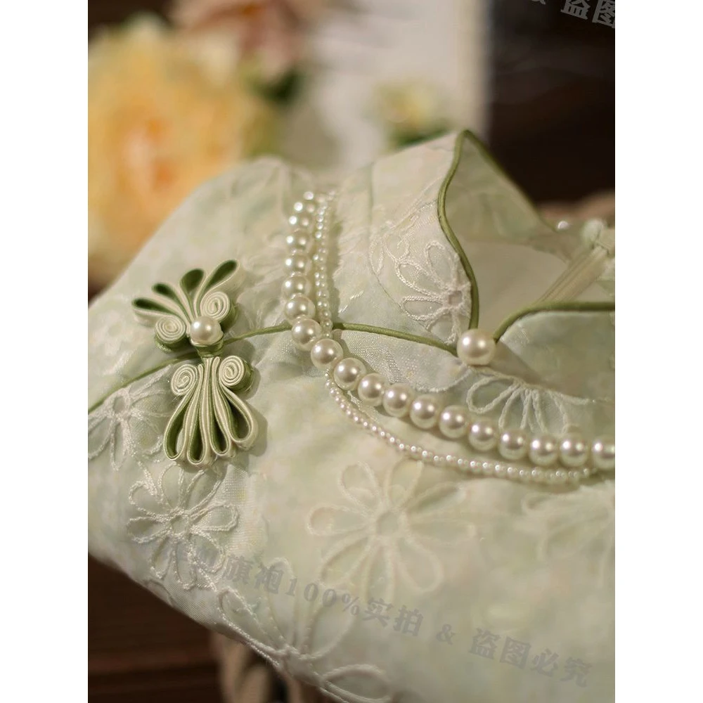 【8214人收藏】绿色小清新司藤法式小个子日常可穿少女年轻款改良旗