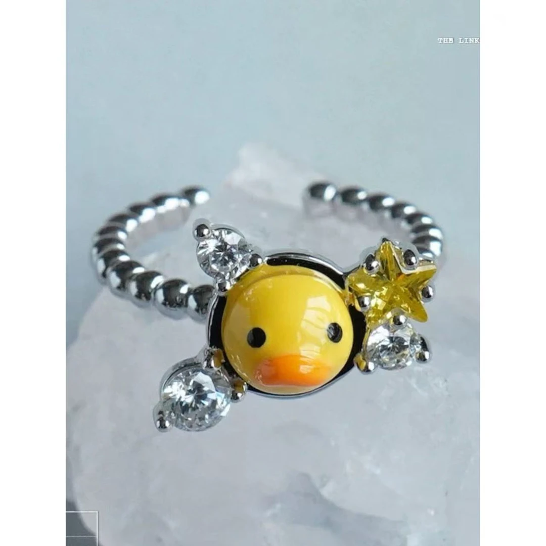 铜合金戒指 小众设计小黄鸭开口戒指47936