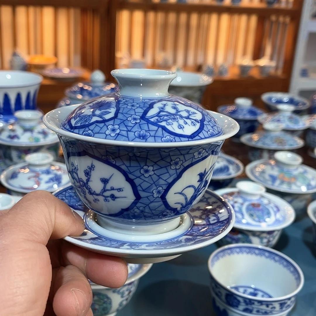 錡镇堂手工手绘盖碗