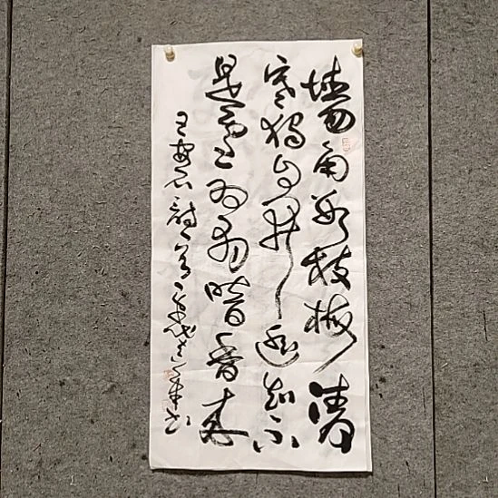 书法宋秉民。三尺全开。墙角数枝梅