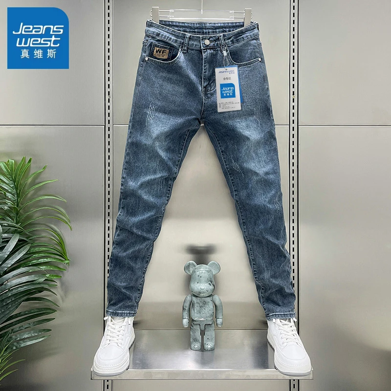 真维斯【总裁款】牛仔裤男士高端2025夏季薄款韩版修身直筒小脚裤子