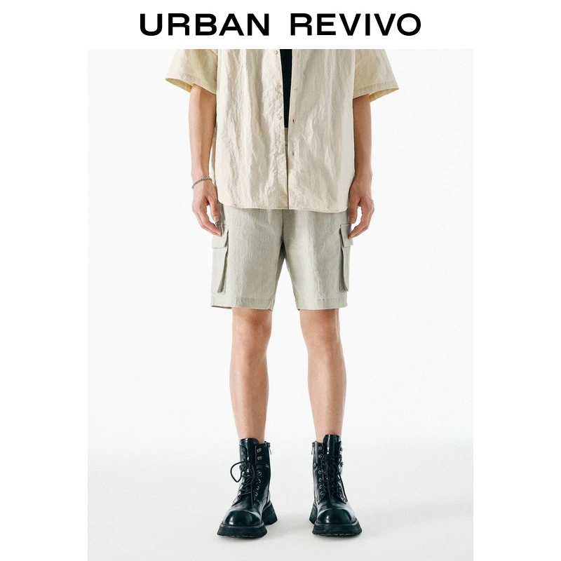 UR2025夏季新款男装休闲工装风口袋松紧腰短裤UMY650018