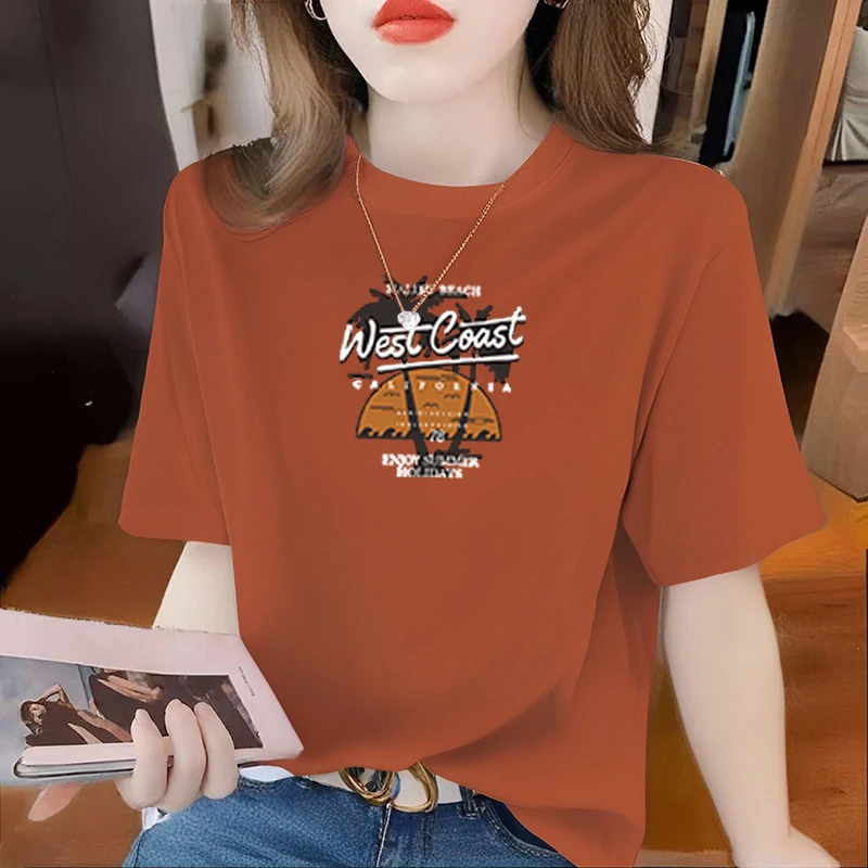 高品质纯棉短袖女夏装新款韩系时尚百搭减龄女士圆领体恤衫上衣女