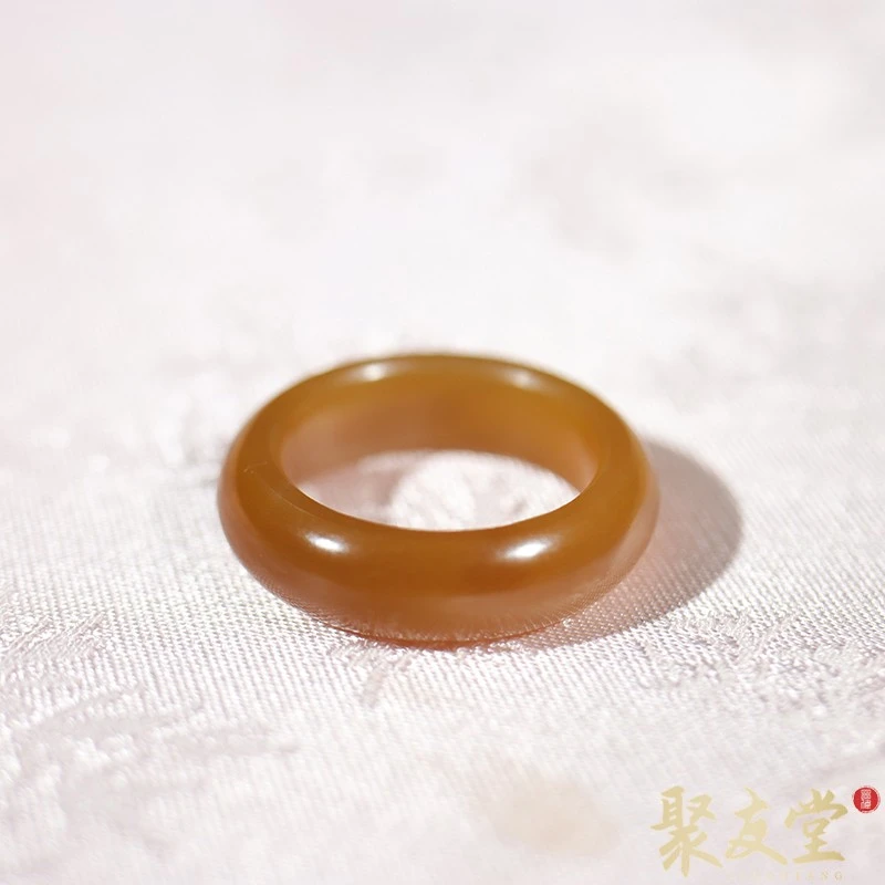 聚友堂王伟玉雕16.3内径12号新疆和田玉且末糖戒圈女士戒指581