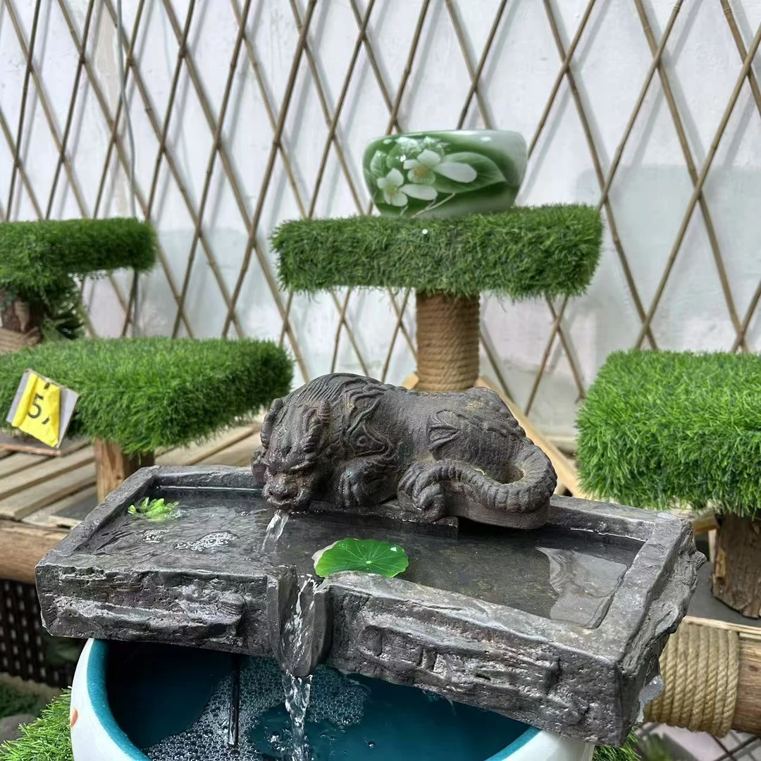 中国风禅意复古流水假山流水造景专用流水盘吸水兽景观流水盆