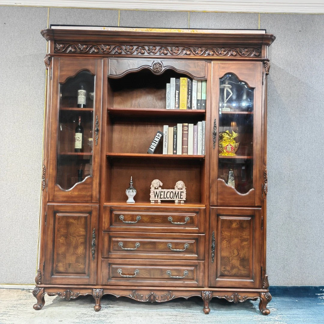 样板处理 WH07-02四门书柜1850*400*2200 美式古典书柜酒柜