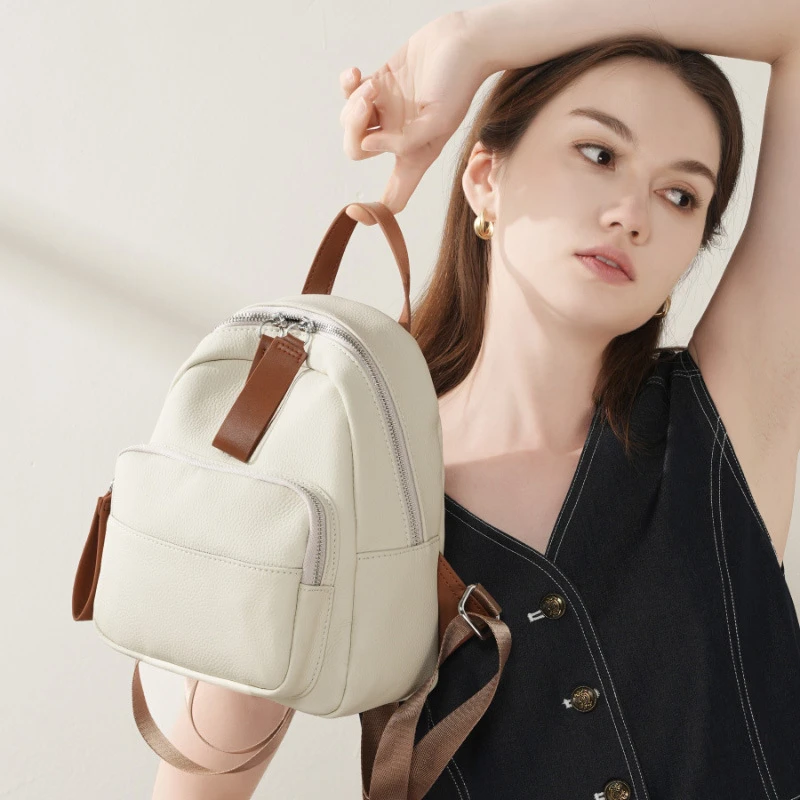 真皮双肩包女大容量2025年新款时尚百搭头层牛皮休闲双肩背包