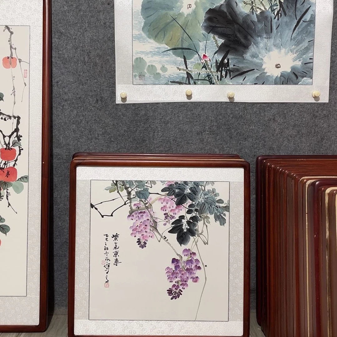 国画书画作品带框63×63