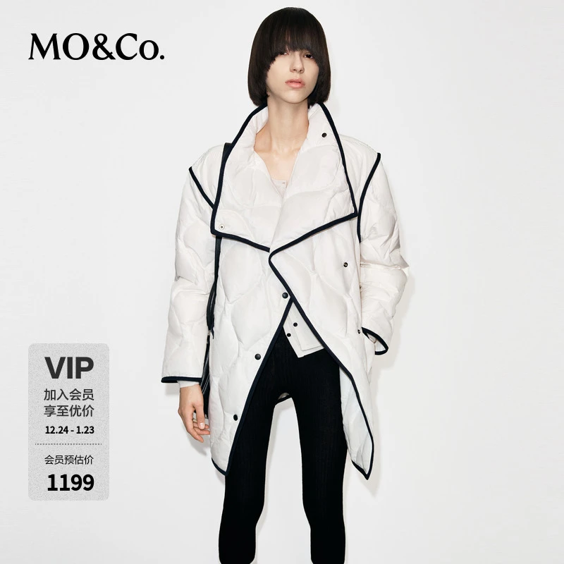 MOCO羽绒服2025冬新品90鸭绒宽松撞边【轻暖漫游系列】MBE4EINT23