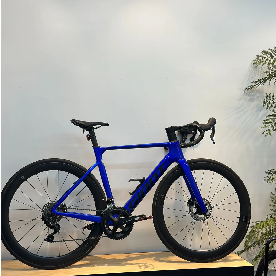 捷安特公路车PP ADV 2 改装碳纤维轮组 碳纤维一体把 S码