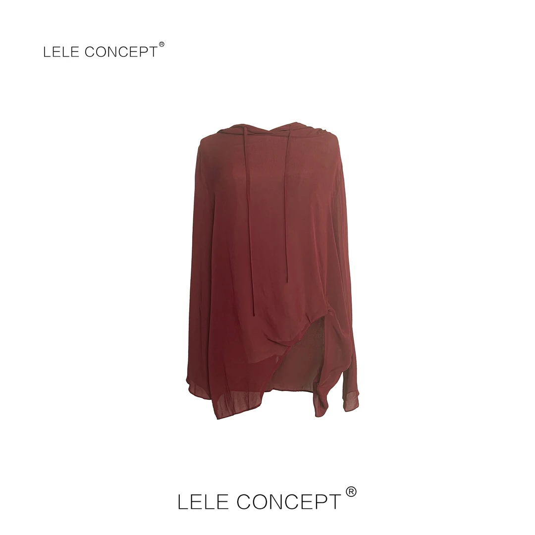 LELE CONCEPT丨都市简约百搭连帽抽带长袖衫S1026