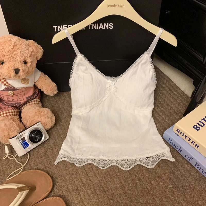 【微透小心机】新款纯欲背心吊带女百搭修身显瘦蝴蝶结甜妹外穿上衣