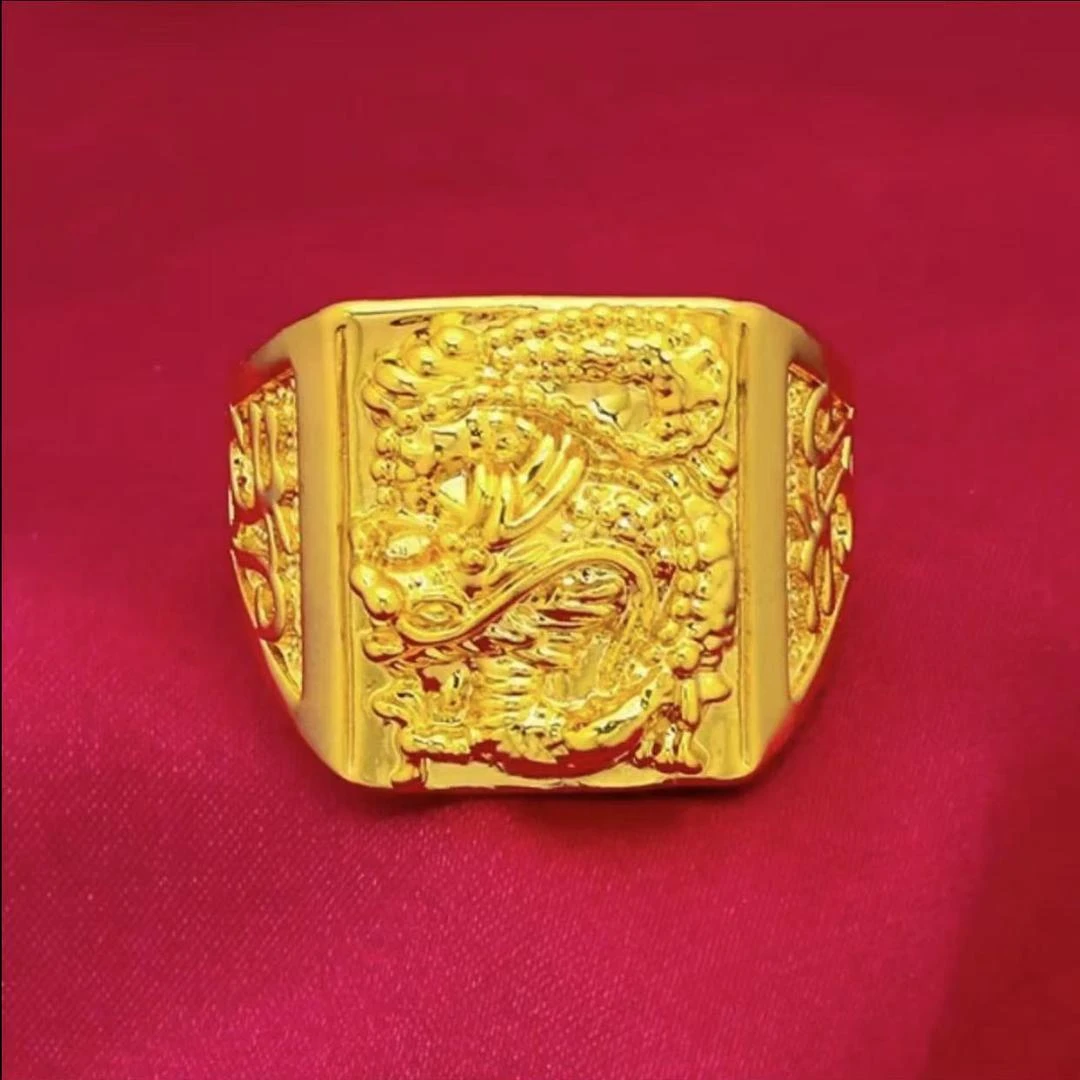 合金戒指盘龍方戒活口可调节2025新款男士时尚百搭