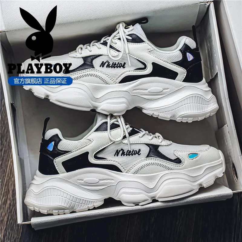 花花公子鞋子男款冬季透气网面鞋小众休闲运动鞋时尚百搭老爹鞋