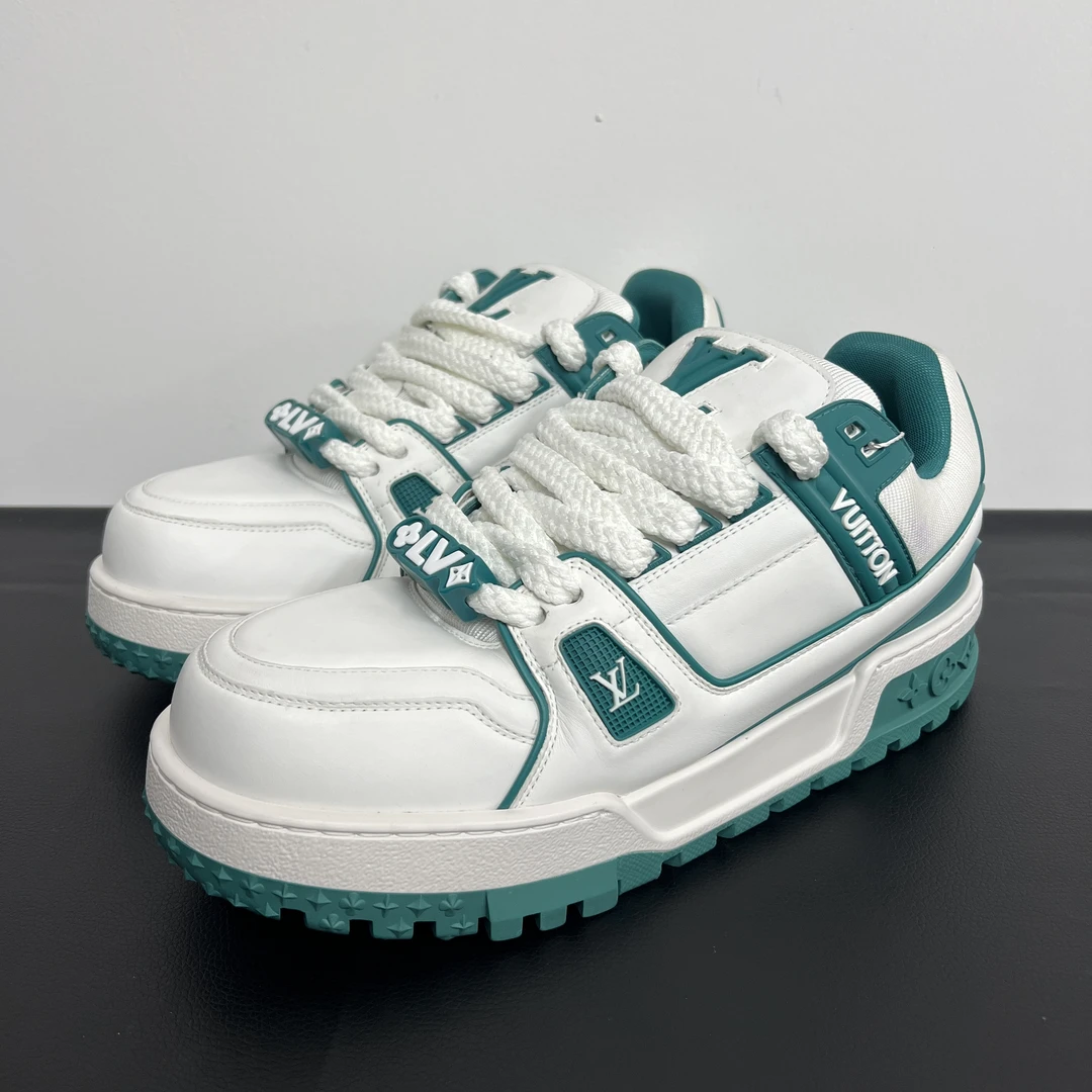 99新 LouisVuitton/路易威登 龙年白孔雀绿胖丁trainer maxi/潮鞋