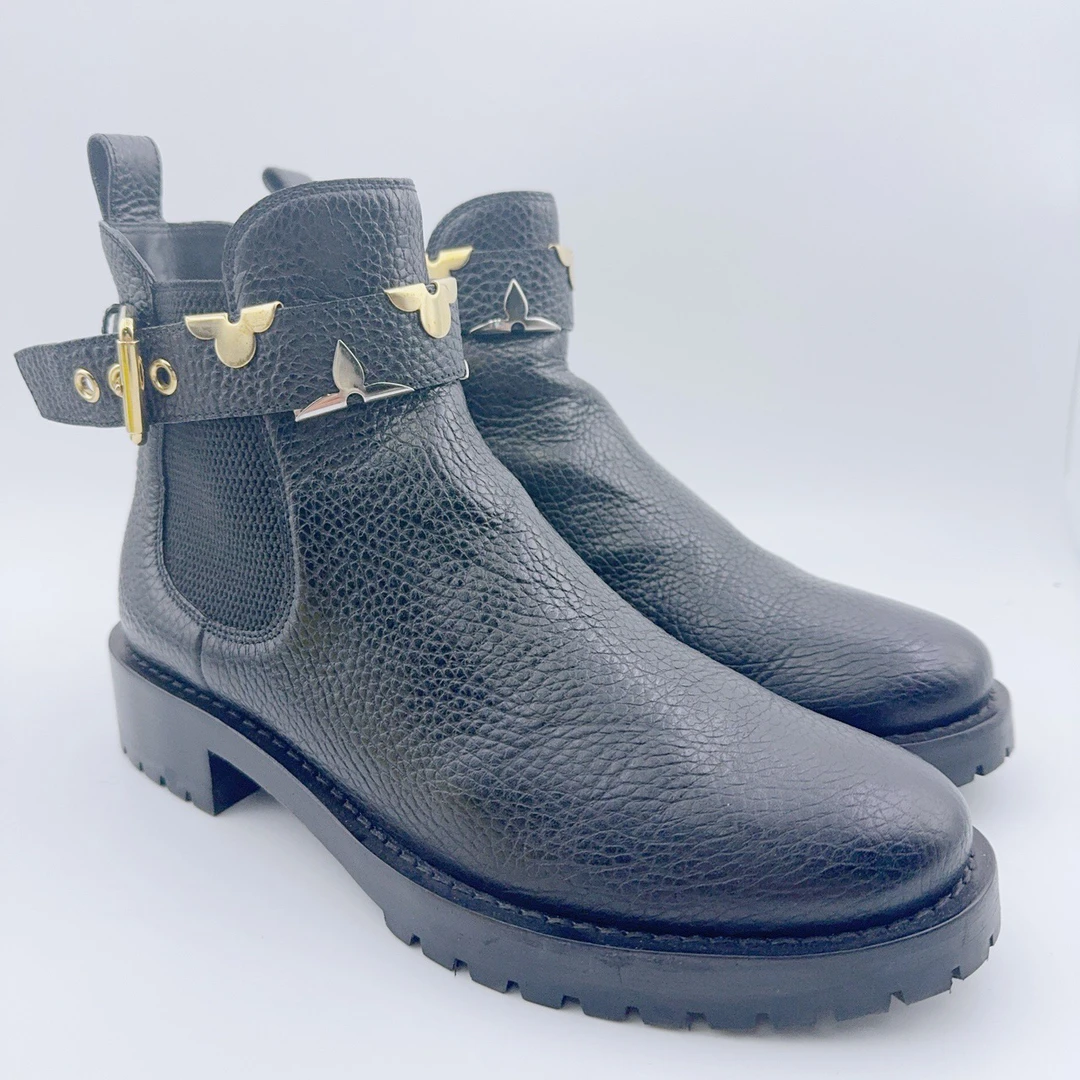 98新/路易威登/Lv39码/金色碎花绑带短靴/YM00798