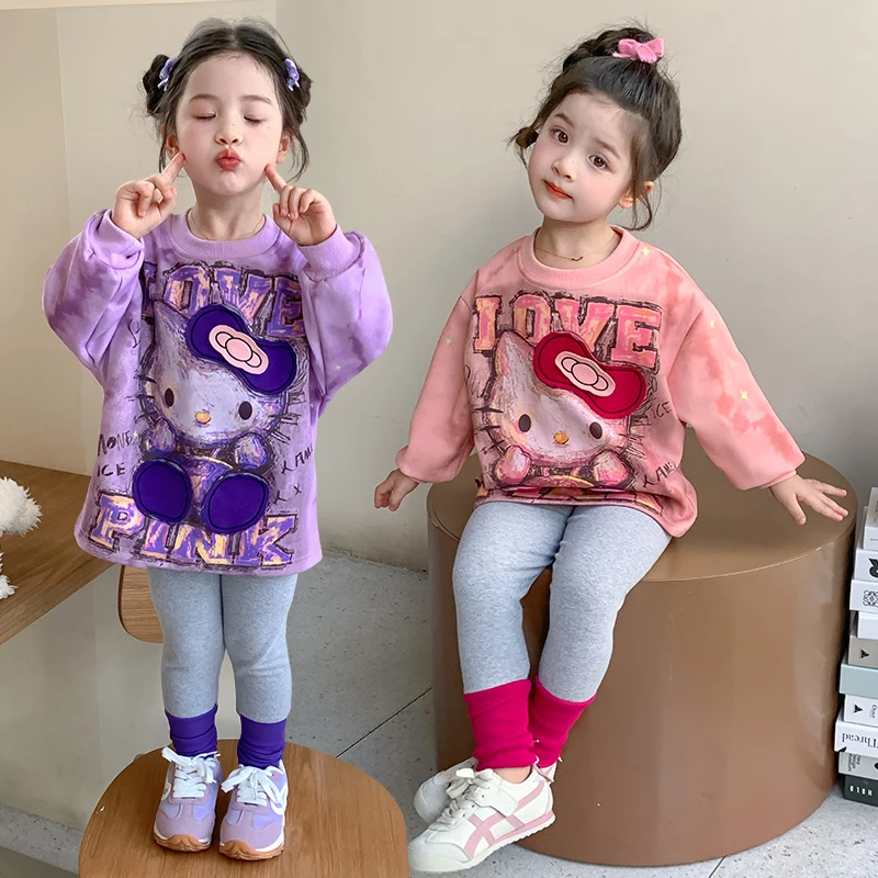 女童卡通卫衣裙套装洋气儿童春秋季新款女宝宝打底裤两件套小女孩