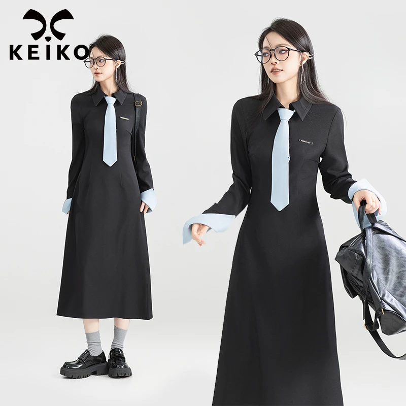 KEIKO 高知风立体剪裁显瘦连衣裙25早秋法式通勤教资面试穿搭长裙