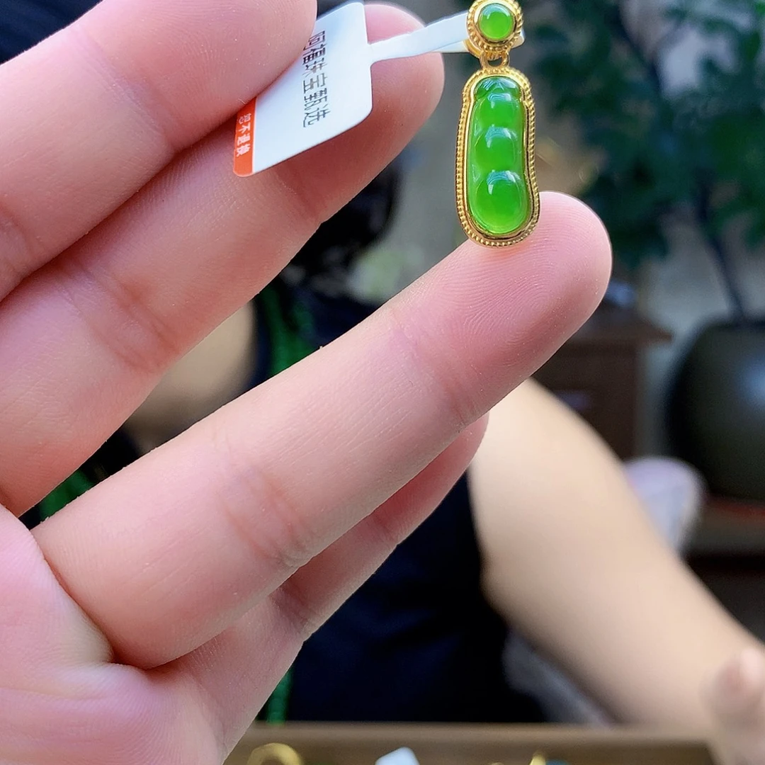 吊坠(不含链)银S925镶嵌和田玉（碧玉）吊坠