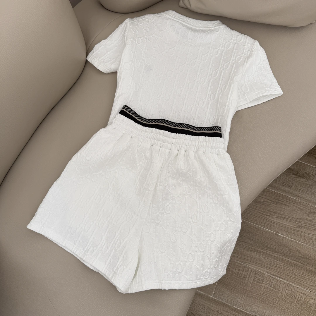 （新A041）25新款纯棉白色圆领短袖T恤套装E39