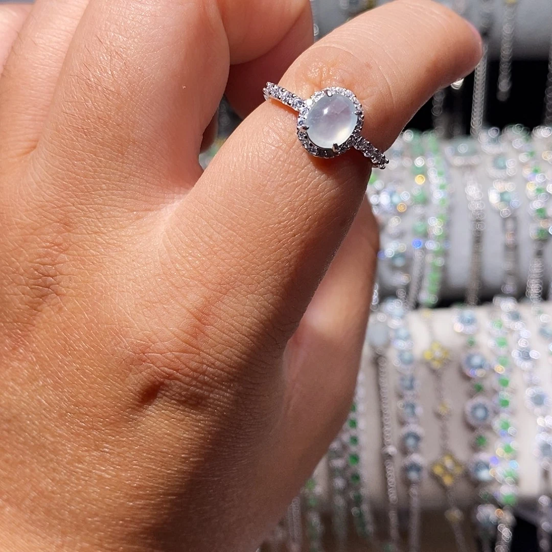 翡翠银S925镶嵌戒指