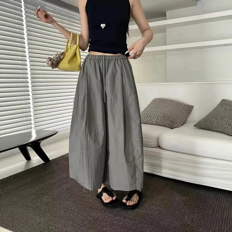 高腰宽松阔腿女夏季新款显瘦八分小众直筒裤