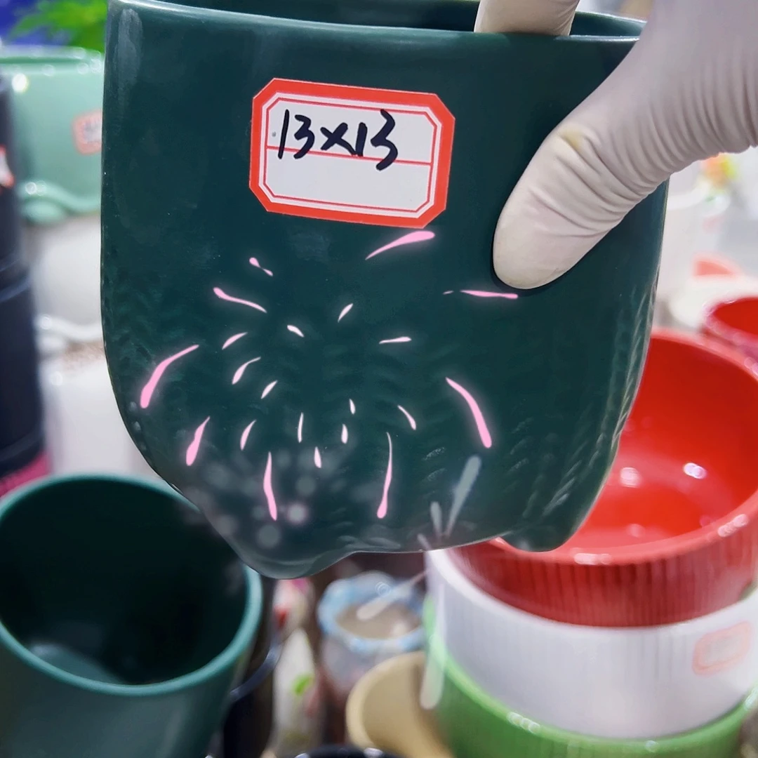 外贸尾单陶瓷花盆凑单10米包邮有孔