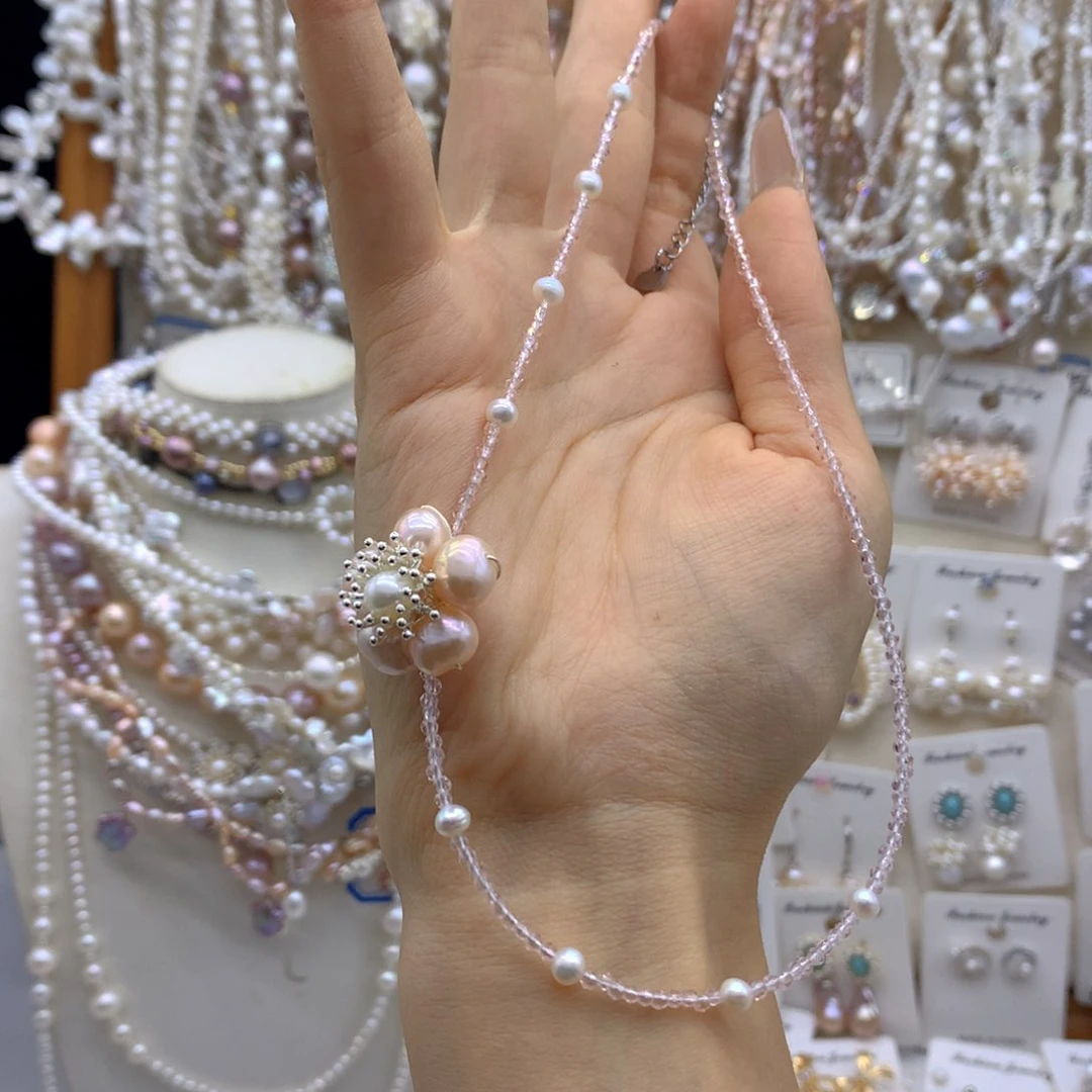 银S925镶嵌淡水珍珠耳饰