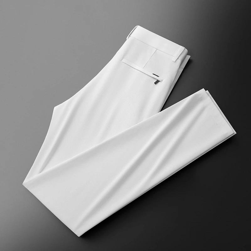 男士夏季超薄冰丝休闲裤2025新款白色透气薄款直筒裤轻奢商务百搭