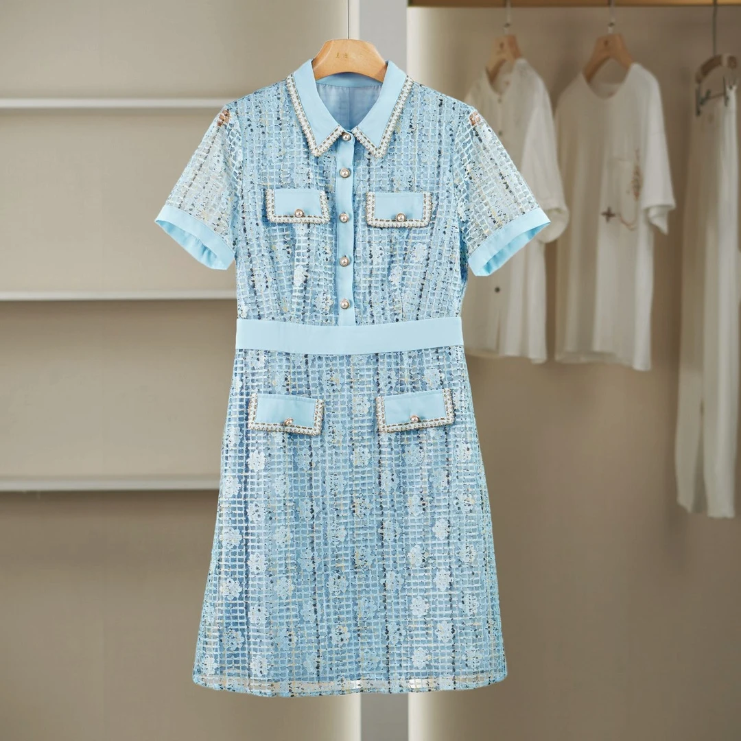 麦迪尚品【依X】5080302 小香风收腰连衣裙夏季女装商场同款