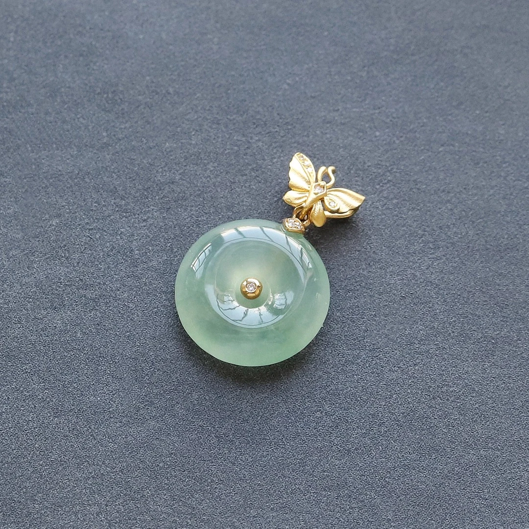 diy甜甜圈专用镶嵌瓜子扣头镀18k色小蝴蝶平安扣吊坠夹扣百搭时尚