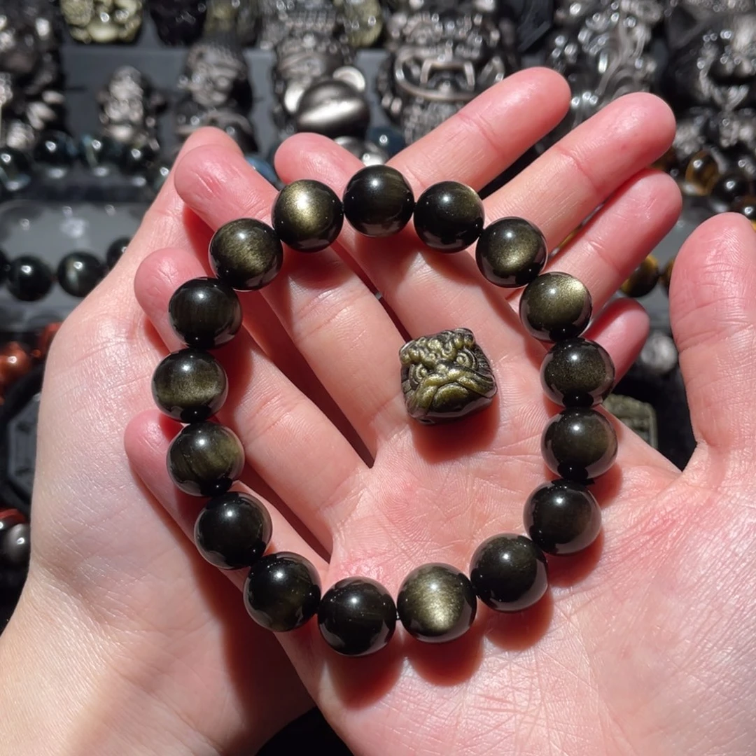 黑曜岩手串未镶嵌肆*玖