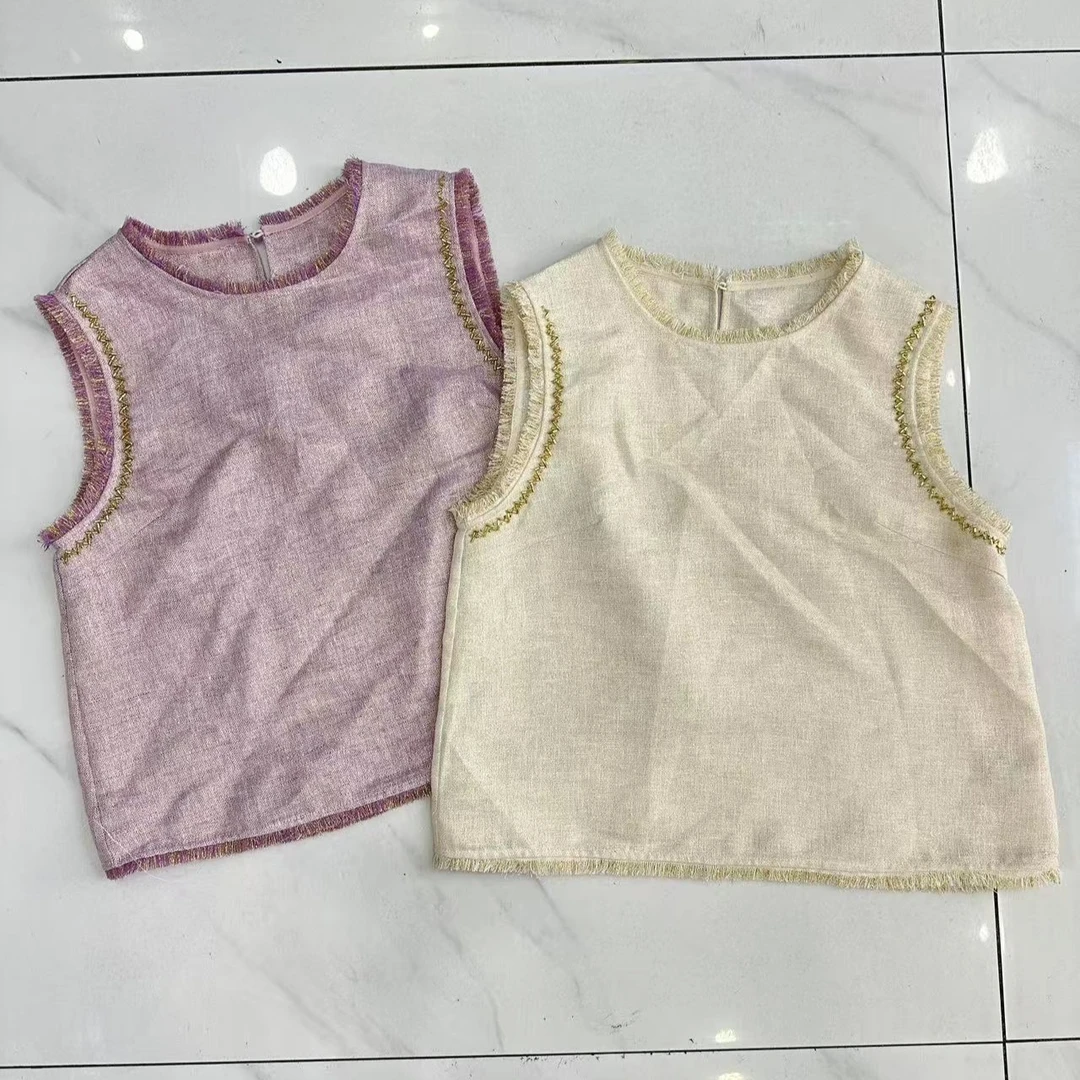 金线麻纯色夏季女薄款套头上衣圆领