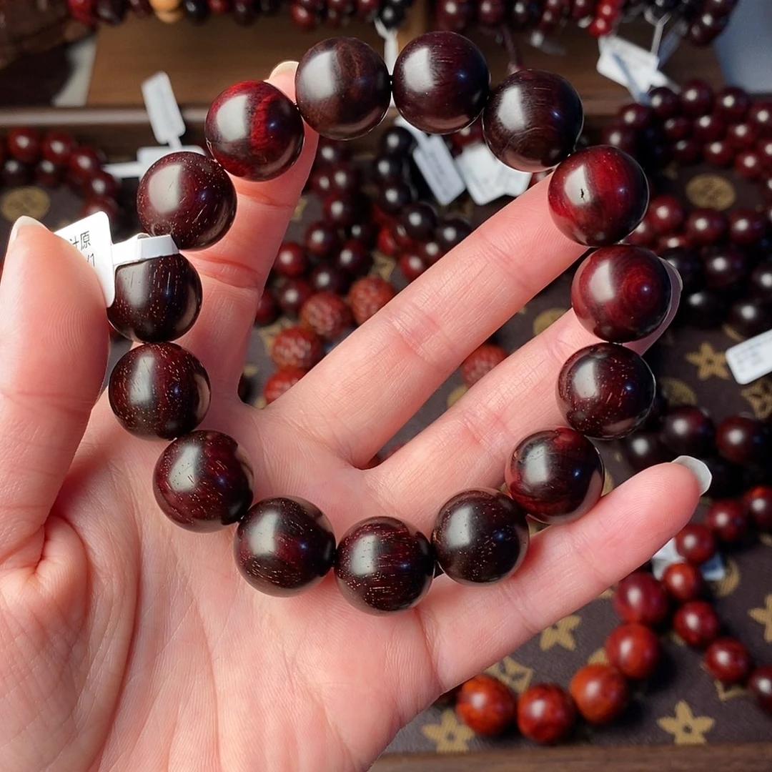 小叶紫檀手串/手链瑕疵珠：原汁原味小叶紫檀1.5/27颗手持