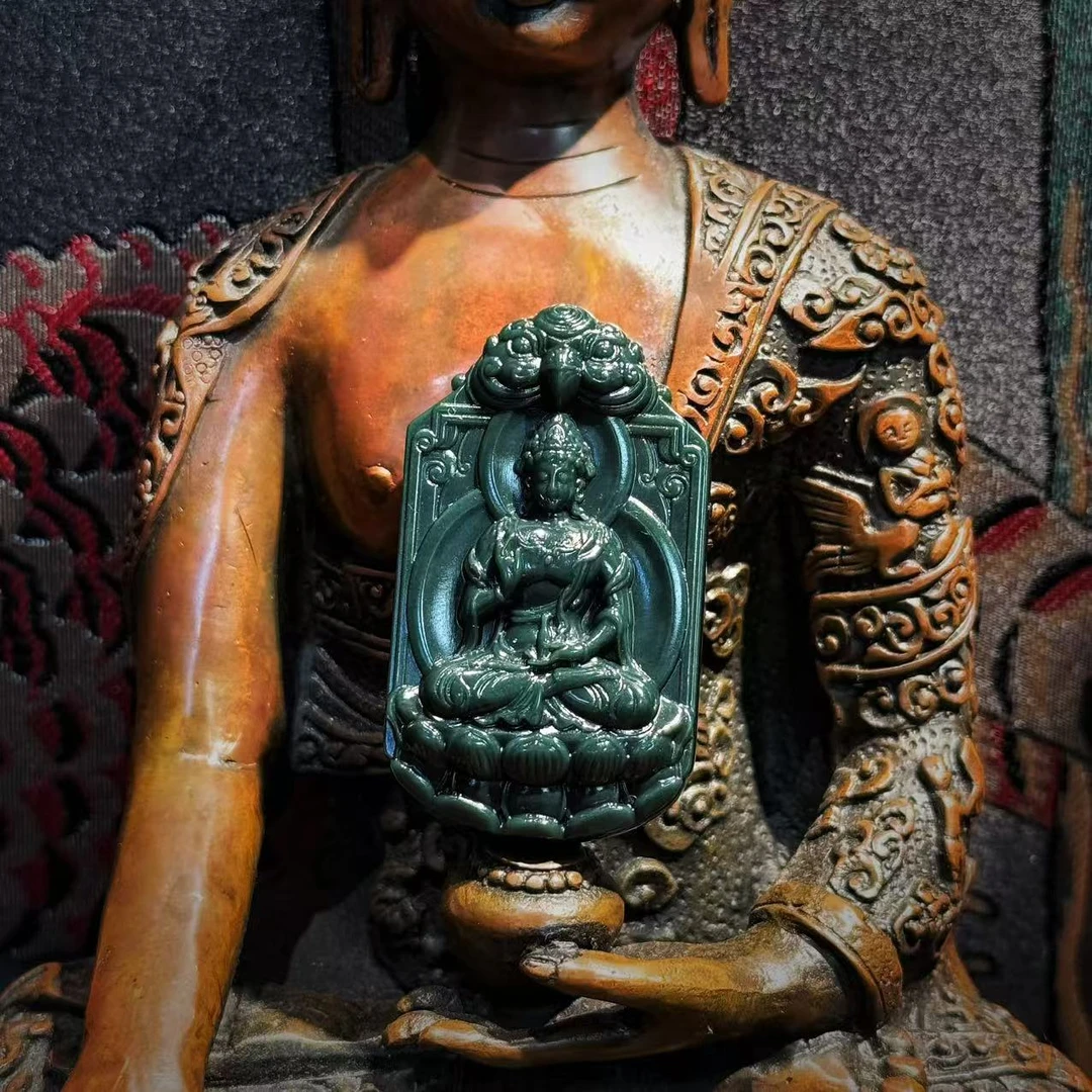 小天出品.招牌塔青探矿料观音和田玉吊坠（THTY6300多样性发一件）